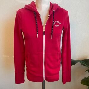 Tommy Hilfiger red hoodie full zip sweatshirt jacket junior girls XS